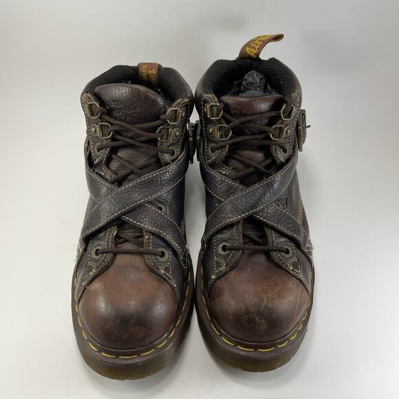 Dr. Martens 9946 Brown Leather Strap Boots Y2K Chunky Platform 10 UK, 11 US Goth main image 5